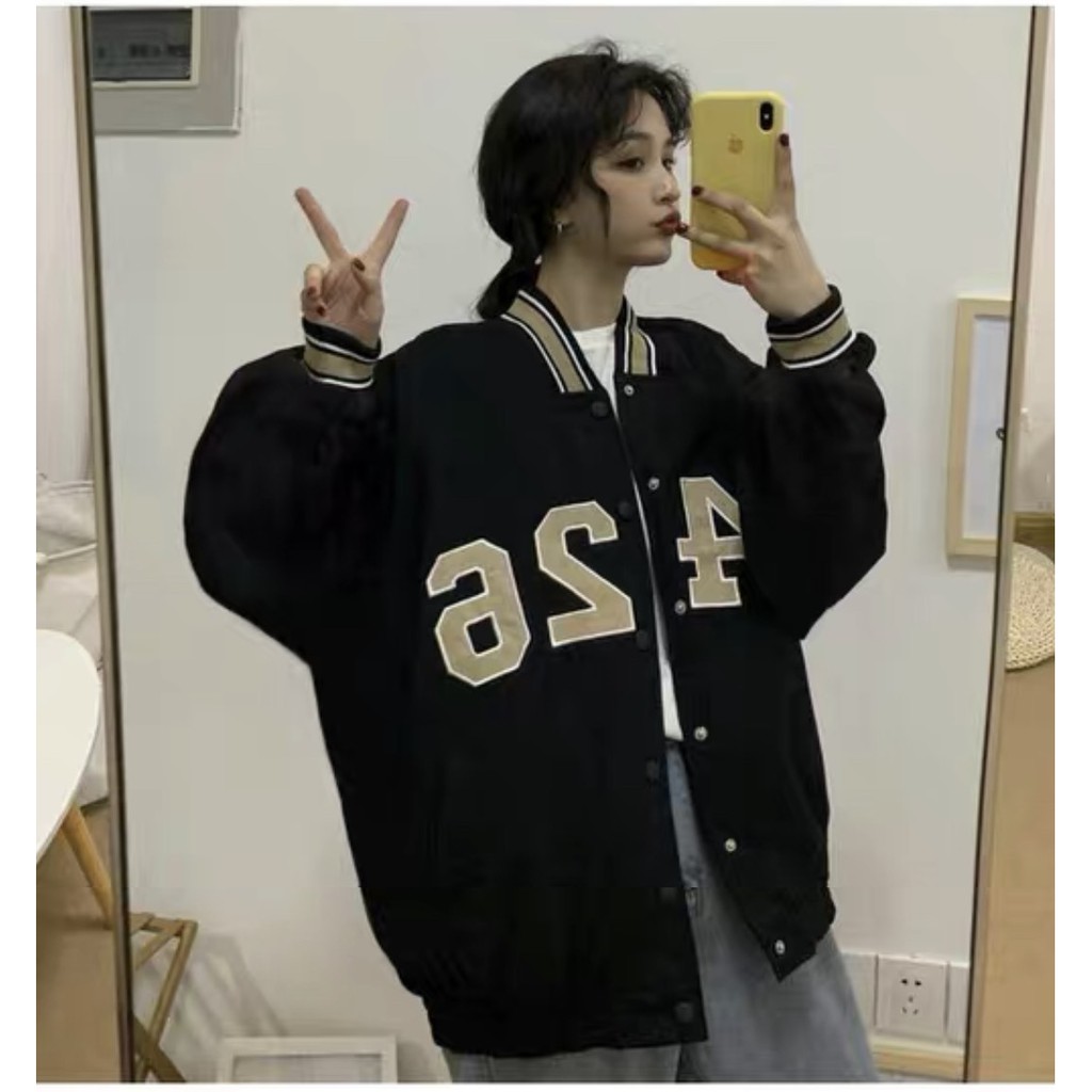 Áo khoác bomber bóng chày nữ 5426 dáng rộng unisex | BigBuy360 - bigbuy360.vn