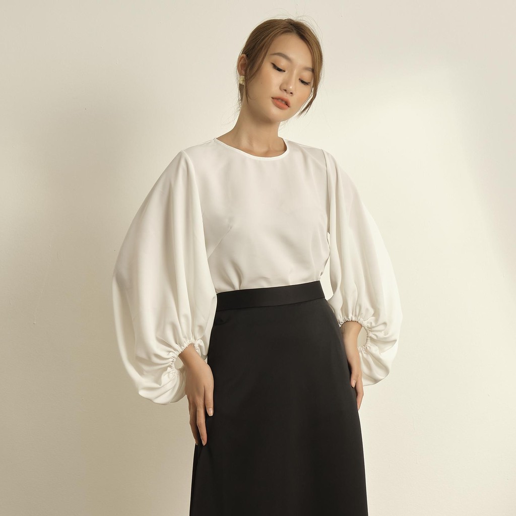 Áo trắng tay phồng EDINI - A1122