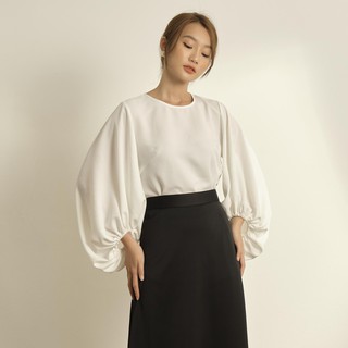 Áo trắng tay phồng edini - a1122