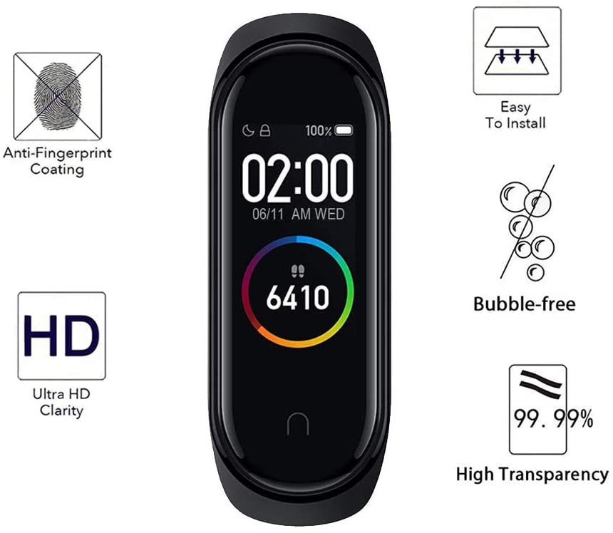 Set 2 Kính Cường Lực 3d Bảo Vệ Màn Hình Dành Cho Xiaomi Mi Band 4