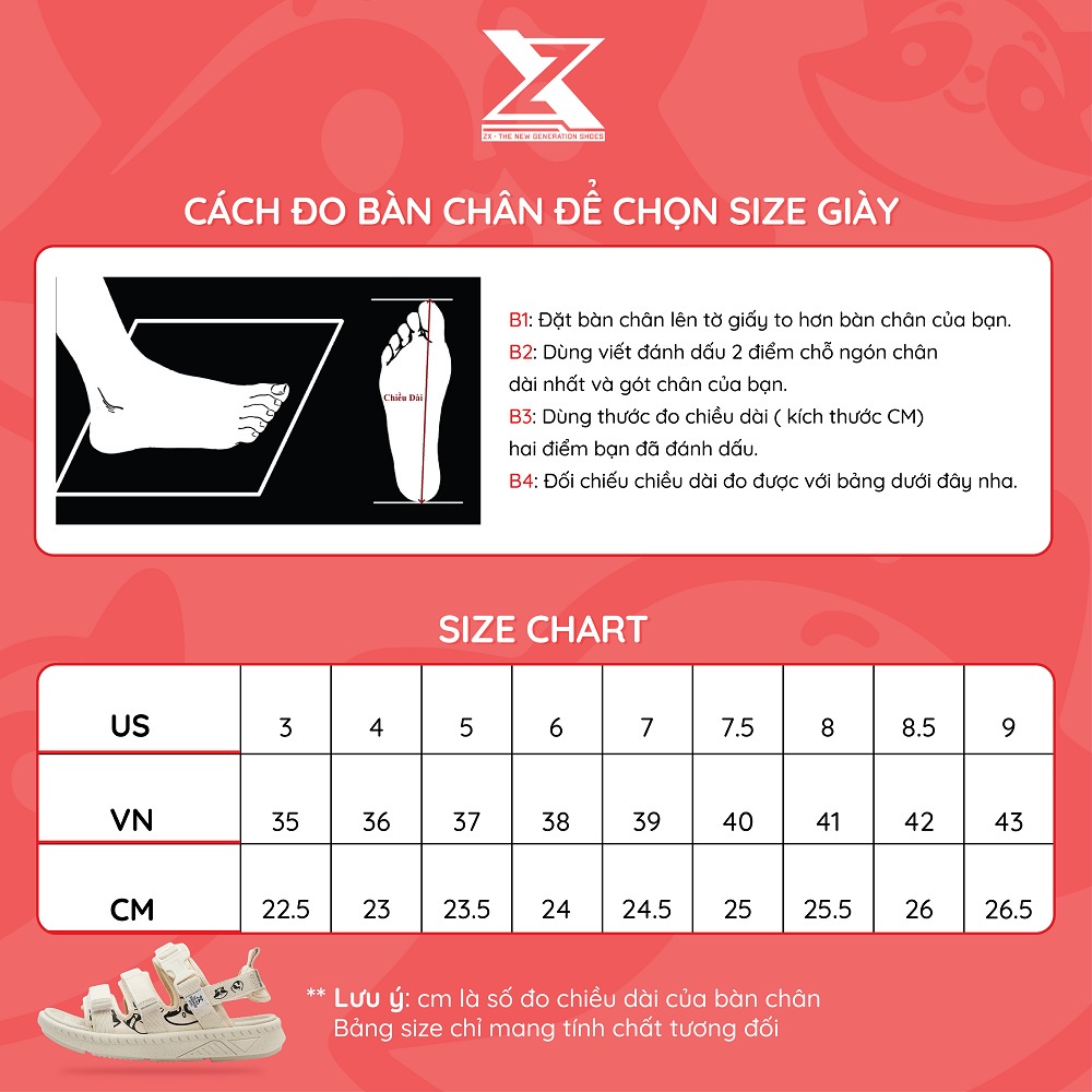 Giày Sandal ZX3715 Mascot B Raccoon - Local Brand VN - Unisex - Màu Đen Trắng