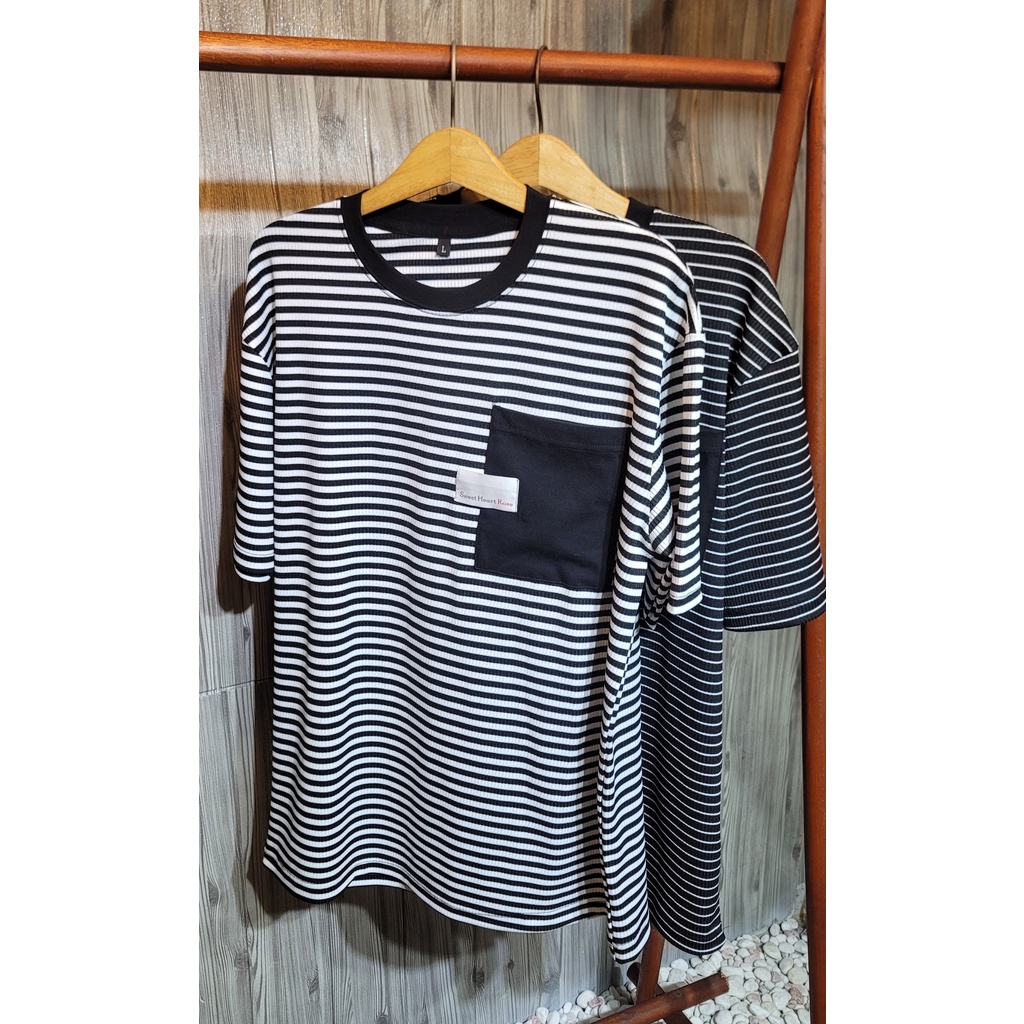 Áo thun Stee Sọc ngang ROSE CVC- Giá sỉ Unisex