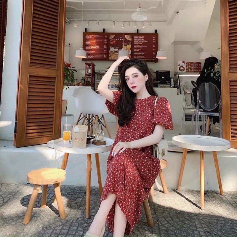 Váy bầu hoa nhí dáng dài 🍅 FREESHIP 🍅 Đầm hoa nhí dáng suông dài