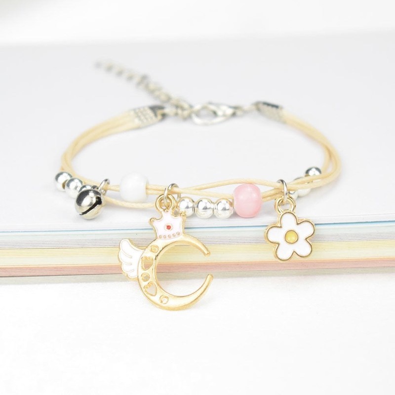 Vòng tay dây bện phối mặt phụ kiện hoạt hình phong cách bohemian thời trang Hàn Quốc cho nam nữ