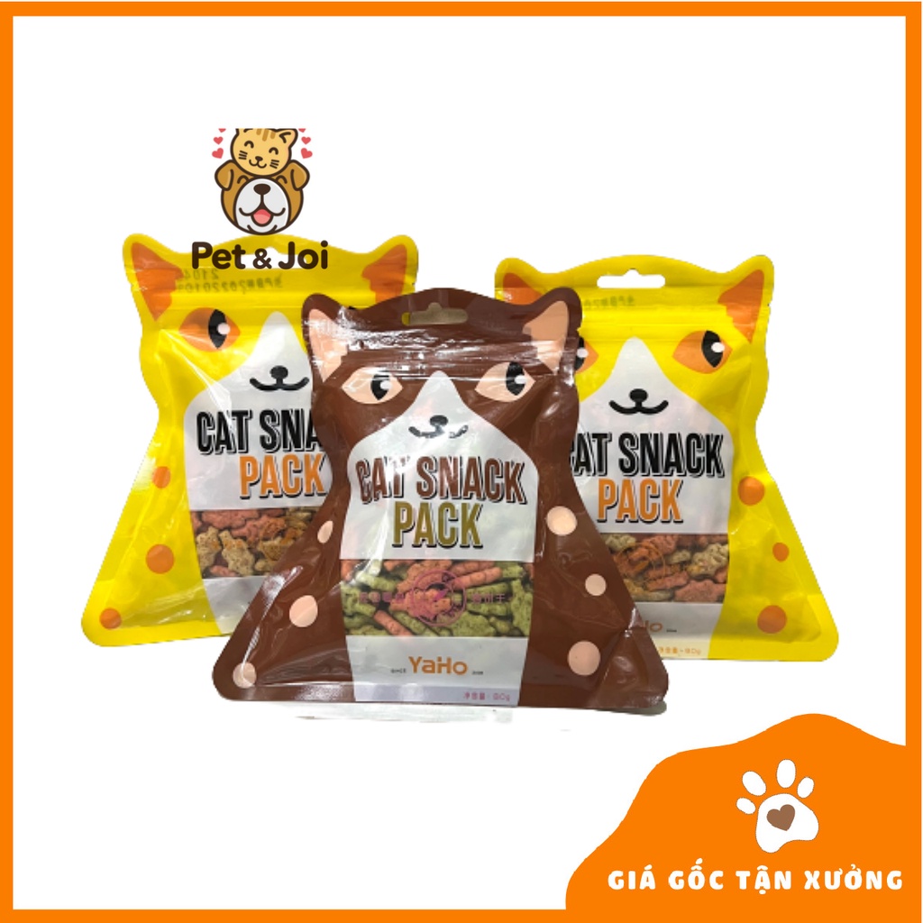 Snack thưởng Cho Mèo Yaho -⚡SIÊU_ƯU_ĐÃI⚡ Bánh thưởng cho mèo - Bánh Quy Hình Cá Thú Cưng 80g - PET&amp;JOI