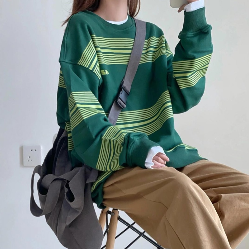 Áo Sweater Cổ Tròn Kẻ Sọc Thiết Kế Mới Thời Trang Mùa Thu Theo Phong Cách Hàn Quốc Cho Nữ | WebRaoVat - webraovat.net.vn