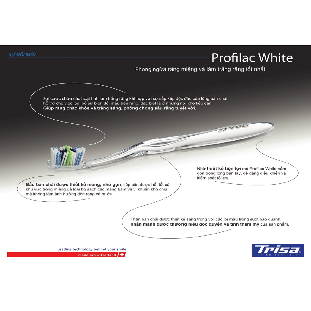 Bàn Chải Đánh Răng Trisa Profilac White Bàn Chải Được Thiết Kế Sang Trọng Với Đầu Bàn Chải Nhỏ Gọn Cấu Tạo Theo Răng