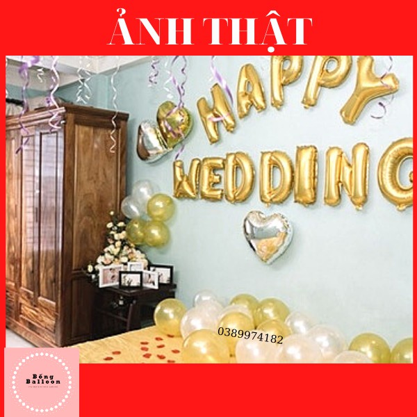 Set bóng bay trang trí phòng cưới đám cưới màu bạc c33 của Bống Balloon shop 🎈Tặng combo 3 chữ hỷ + cánh hoa lụa