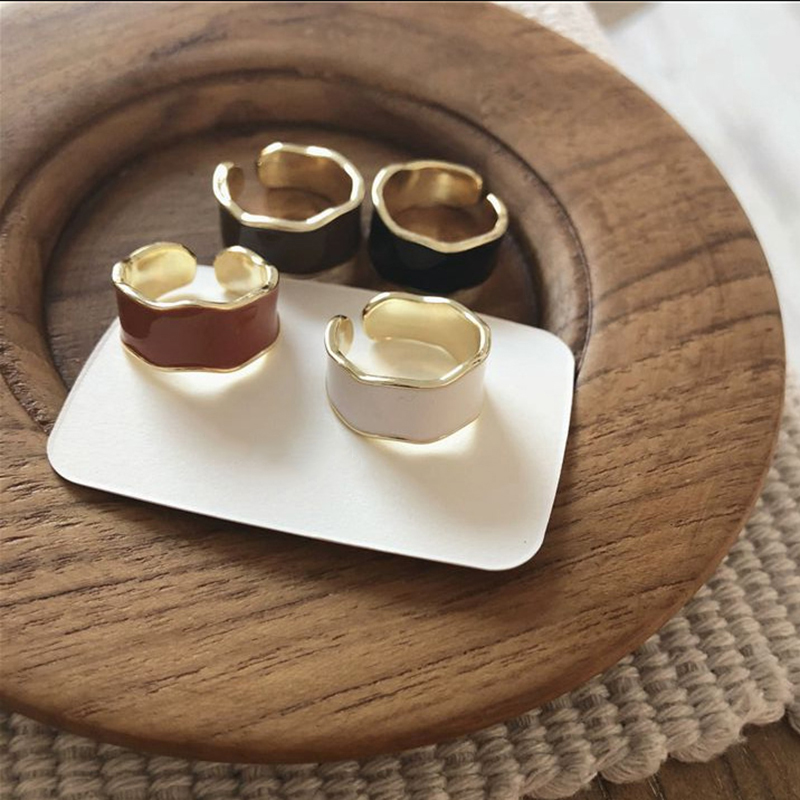 Nhẫn hở tráng men phong cách Vintage đơn giản Hàn Quốc