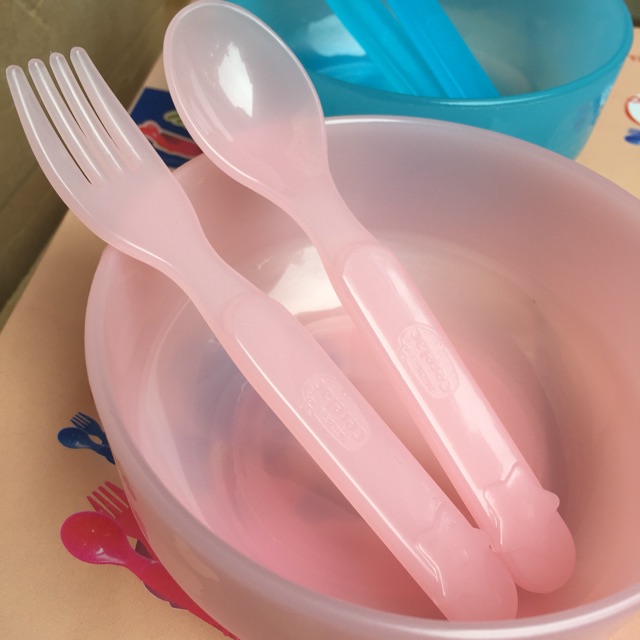 Set bát, thìa, dĩa ăn dặm cho bé (nhựa trong an toàn)