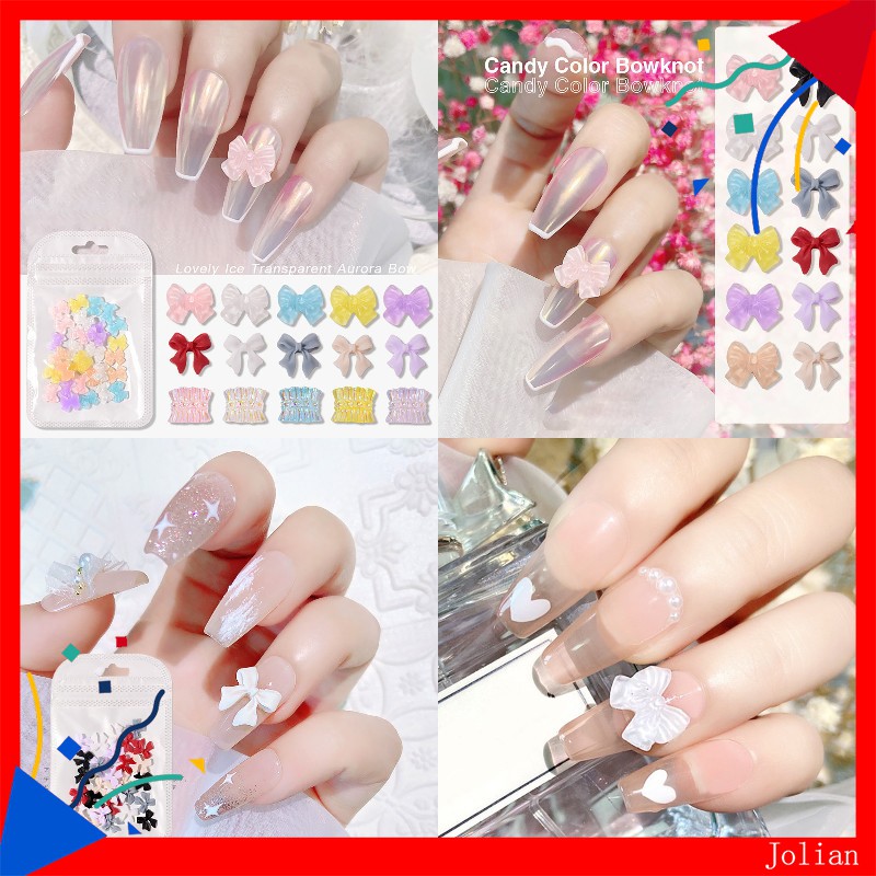 Bộ 30 Phụ Kiện Đính Trang Trí Móng Tay Hình Nơ 3D Bằng Nhựa Cây Độc Đáo