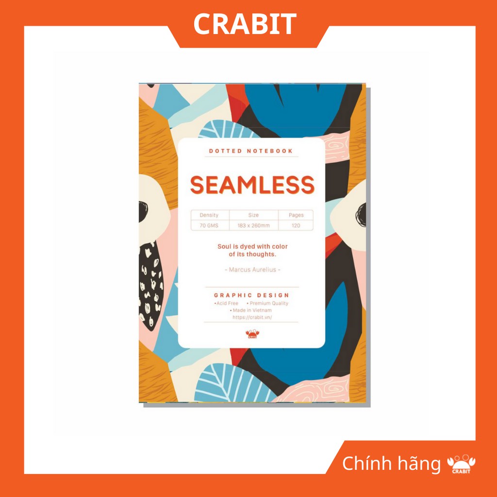 Vở kẻ dot Crabit Seamless Xanh cam - 120 trang Chính Hãng Crabit