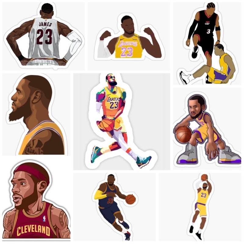 Sticker Lebron James 30-60 cái ép lụa khác nhau/Hình dán bóng rổ Lebron James