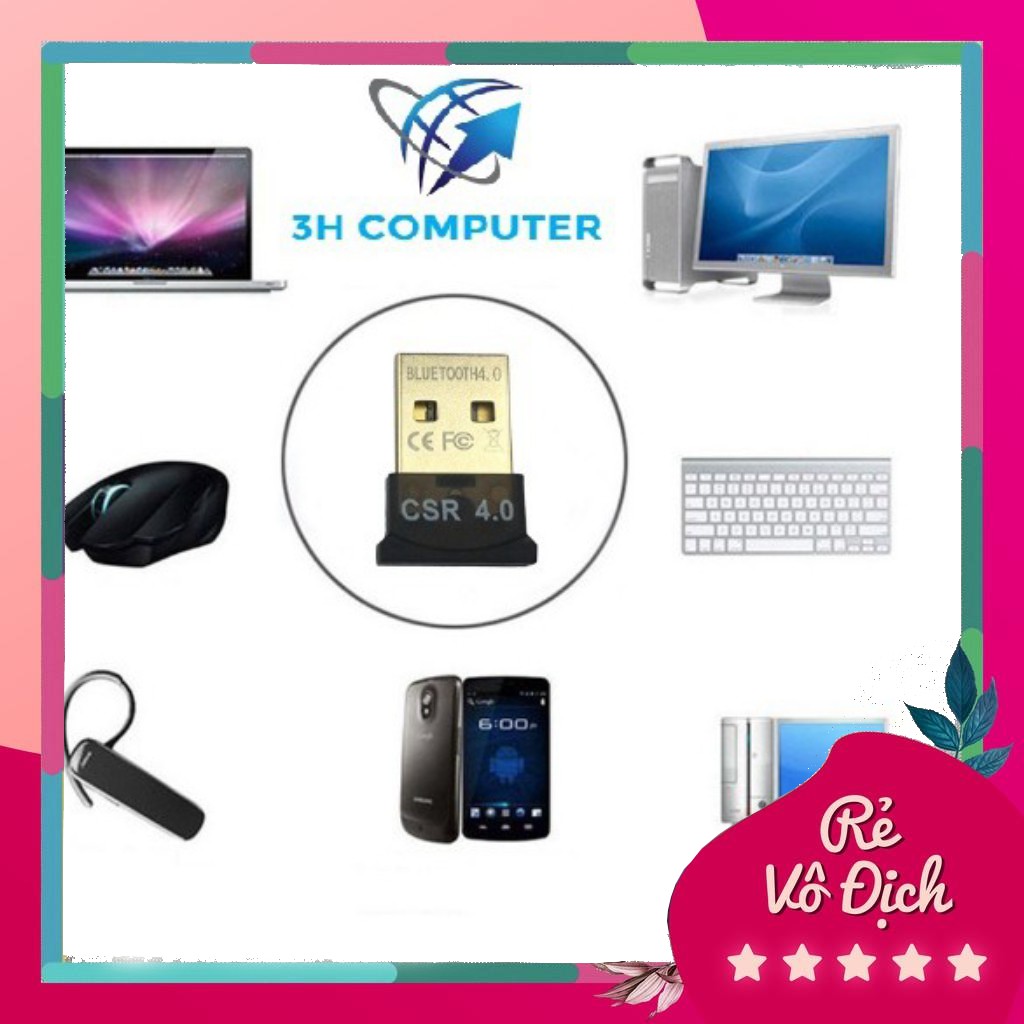 USB Bluetooth V4.0 kết nối bàn phím, chuột tay cầm chơi game, loa...dành cho PC, Laptop