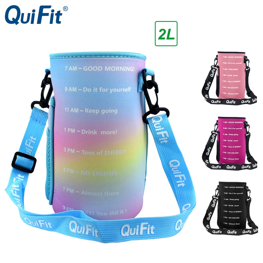 QuiFit 2L Túi Đựng Bình Nước Chất Liệu Vải Lặn Có Dây Đeo Tiện Dụng Dành Cho Bình