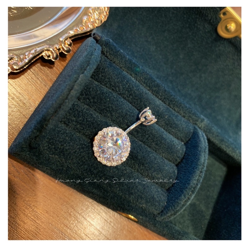 Khuyên rốn Đá Tròn Bạc s925 xi kim  - HuongGiangSilver