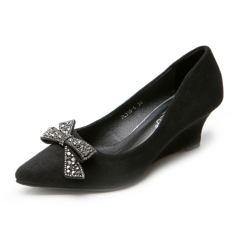 Giày đế xuồng nơ đá bền đẹp êm chân gót cao 5p và 8p size 33/40 300720 TP3