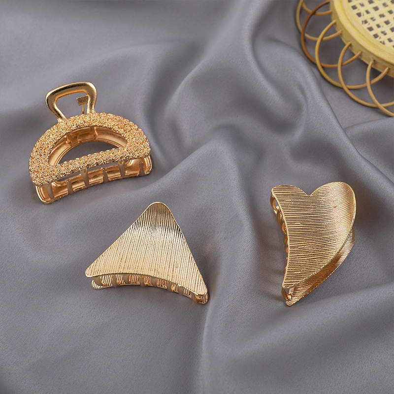 (0530) Kẹp Tóc Nhỏ Vàng Hình Học Vàng Sáng Hàn Quốc