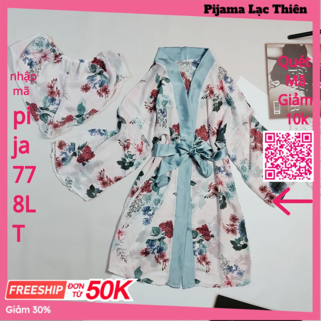 Áo Choàng Ngủ Voan Xuyên Thấu, Áo Choàng Ngủ Kimono Kèm Quần Gợi Cảm Quyến Rủ Cho Nữ. | BigBuy360 - bigbuy360.vn