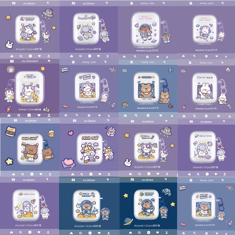 Case airpod pro/2/1/3, hộp đựng tai nghe trong suốt bảo vệ bluetooth, cute đáng yêu