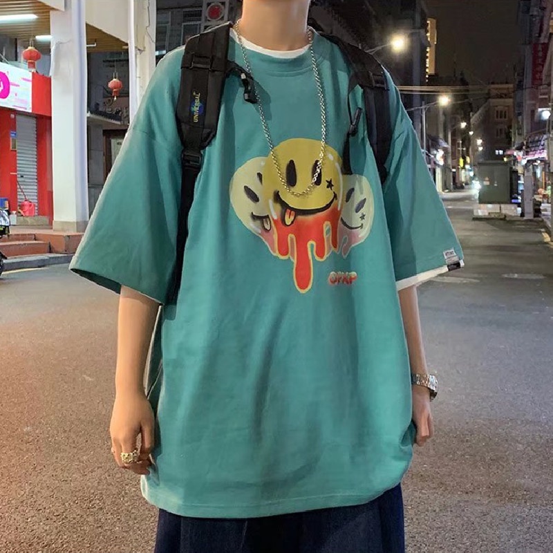 Áo Thun Tay Ngắn Dáng Rộng In Họa Tiết Hoạt Hình Thoải Mái Thời Trang Mùa Hè Cho Nam Và Nữ