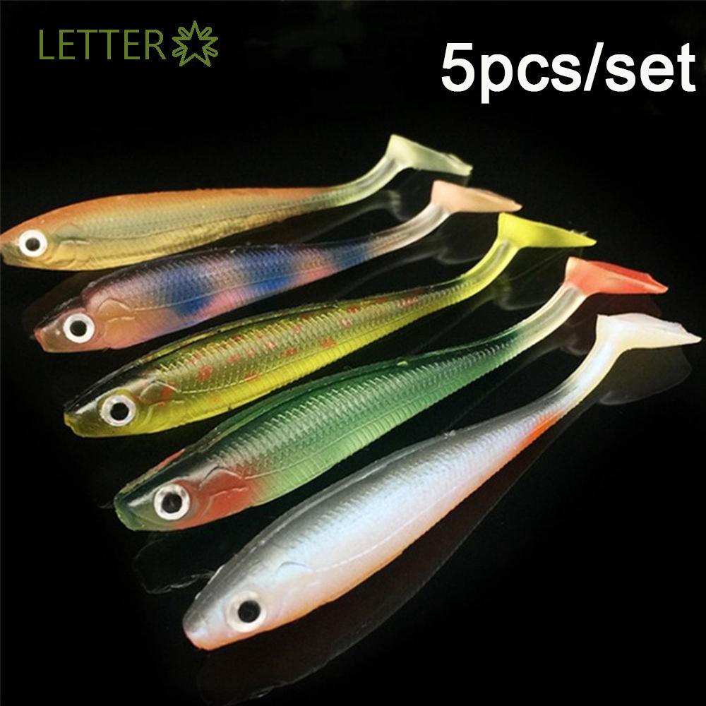 Bộ 5 mồi câu cá mềm đuôi chữ T 9cm
