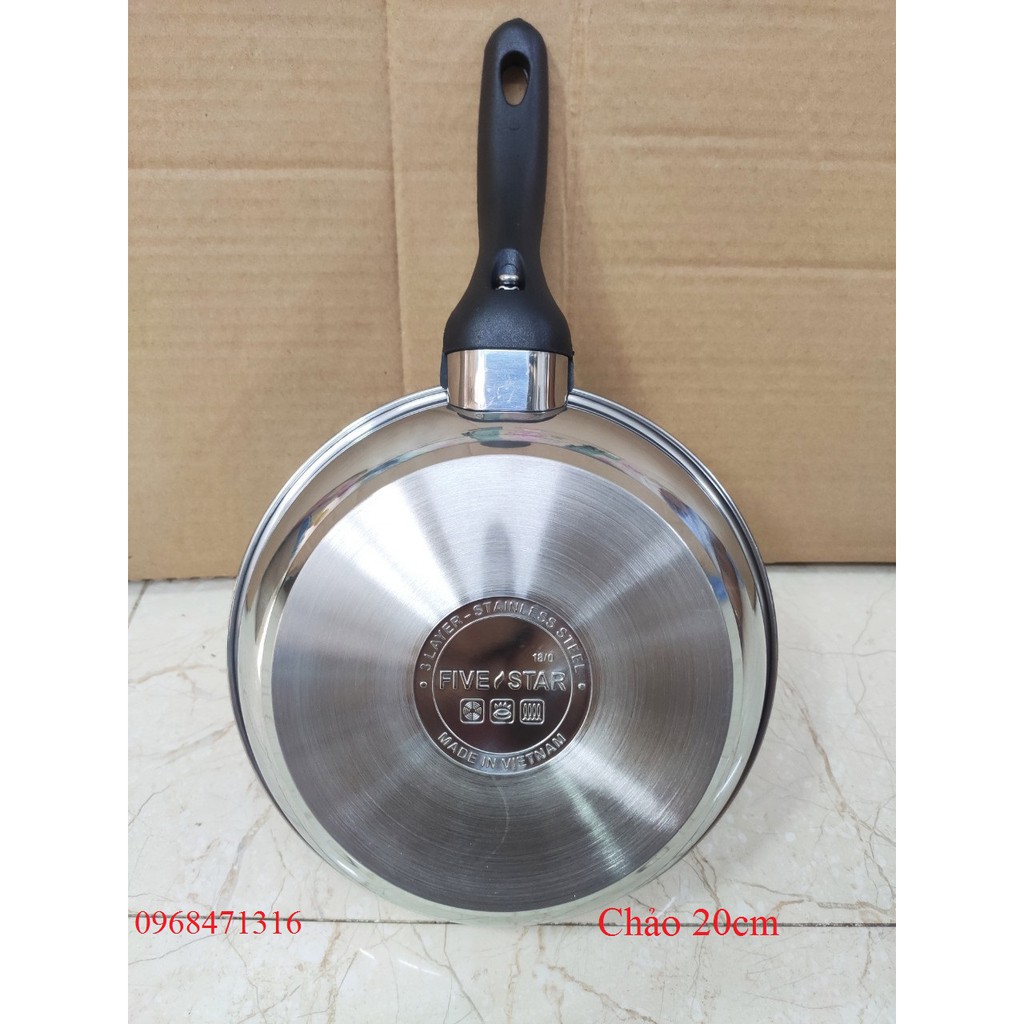 Chảo inox chống dính 3 đáy 20/24 cm Fivestar (Sử dụng được bếp từ)