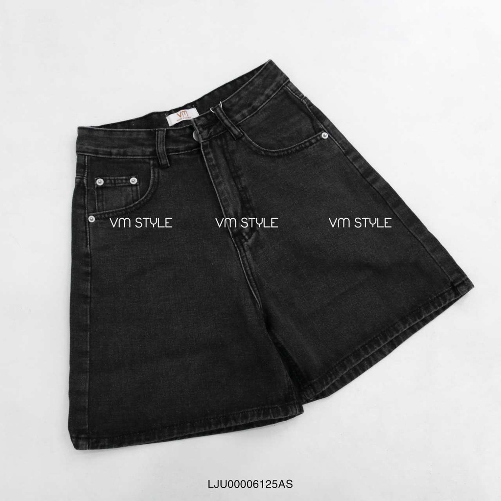 Quần short jean ngố nữ VMSTYLE lưng cạp cao trơn lai thường 37-38 - LJU00006