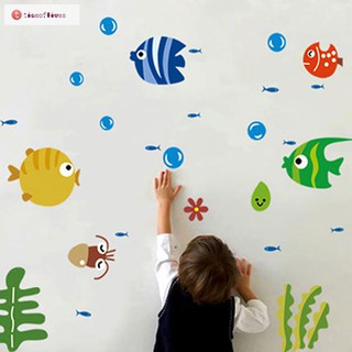 Miếng sticker dán tường họa tiết cá hoạt hình nhiều màu sắc dễ thương đáng yêu dành cho bé