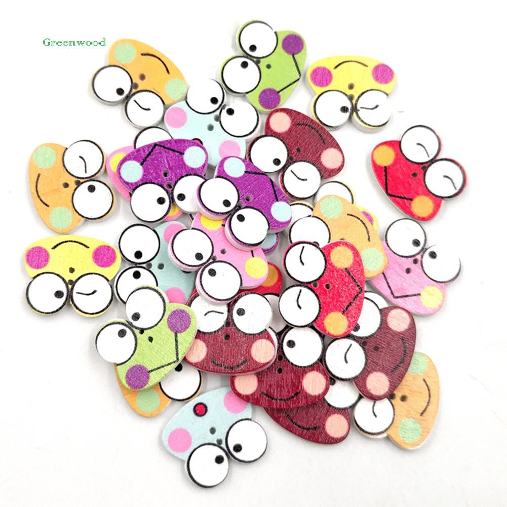 Bộ 50 nút gỗ hình con ếch dùng làm thủ công