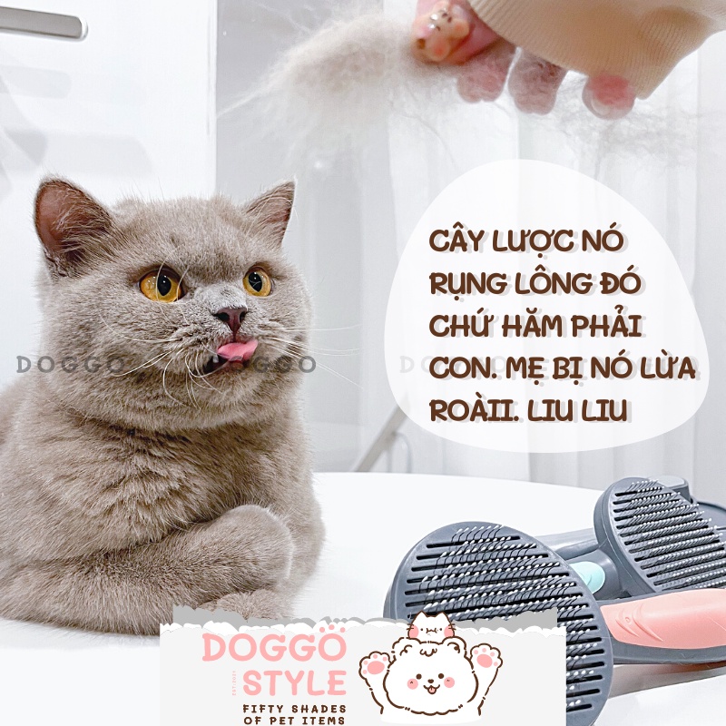 Lược Chải Lông Cho Chó Mèo Có Nút Bấm Gạt Lông DOGGOSTYLE Tay Cầm Cao Su Giúp Mượt Lông Chống Rối Cho Thú Cưng
