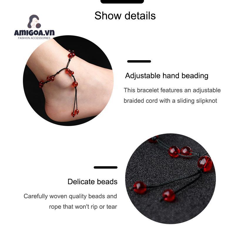 ✨✨Lắc chân nữ chỉ đỏ đính hạt phong cách Hàn Quốc