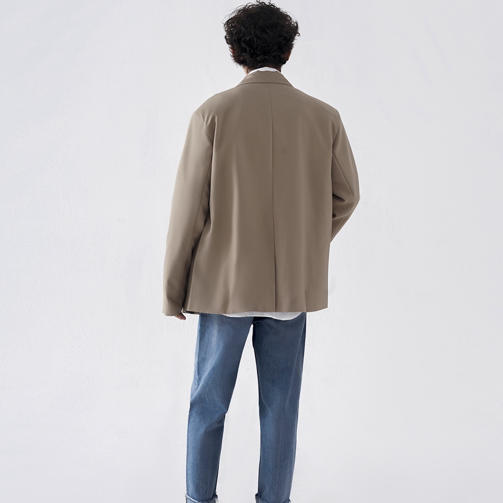 Áo Blazer, Vest Beige 2 hàng nút, vạt đắp chéo, form rộng - Double Breasted Beige Blazer