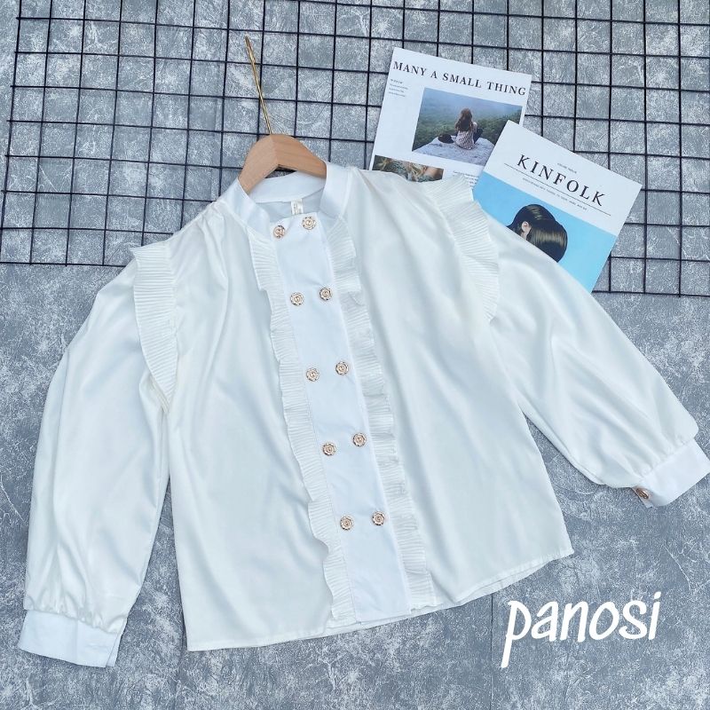Áo sơ mi trắng nữ áo kiểu nữ dài tay thiết kế cổ tàu đính đá xinh xắn sang chảnh hàng đẹp - Mã A240