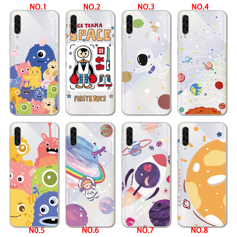 Samsung Galaxy M10 M20 M30 A40S A3 A5 A7 2016 A310 A510 A710 INS Cute Cartoon Big eyes furry Monster Clear Soft Silicone TPU Phone Casing Lovely Space Astronaut Spaceship Case Back Cover Couple