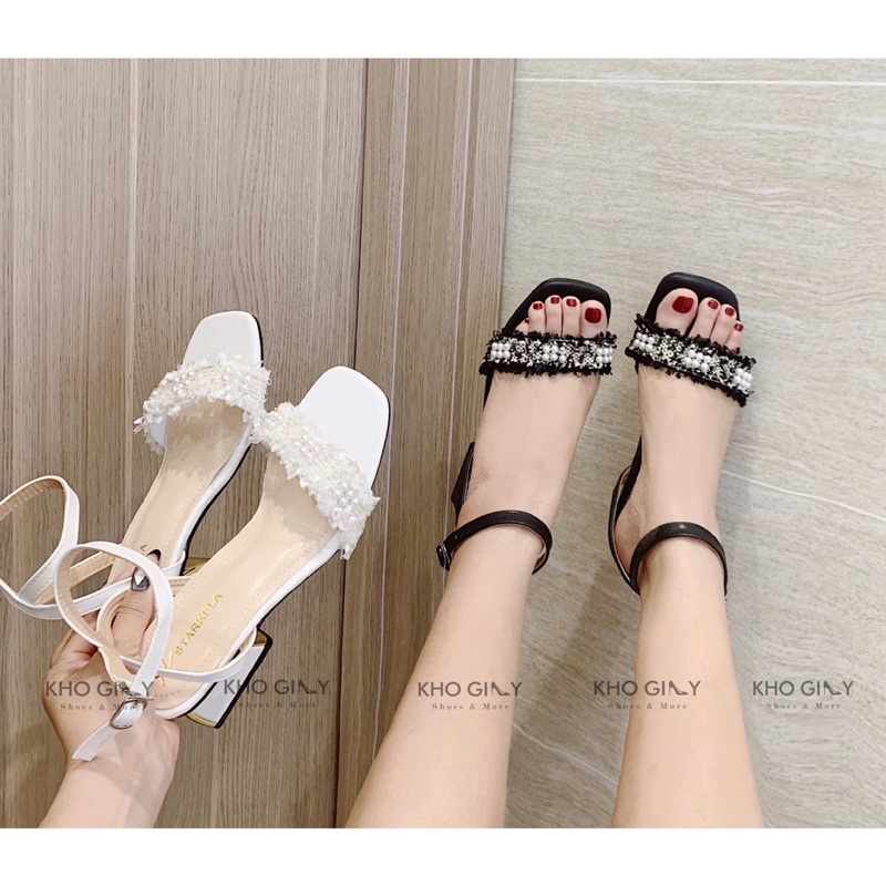 Sandal nữ 3cm đính Ngọc sang chảnh