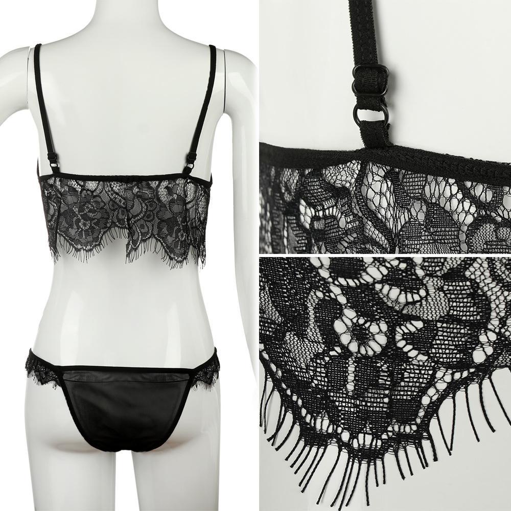Set Áo Lót Nâng Ngực &amp; Quần Lót Nữ Họa Tiết Ren