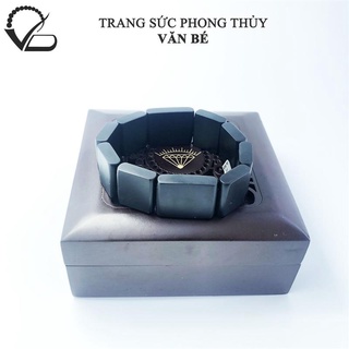 Vòng tay gỗ mun sừng bảng vuông 16mm độc đáo - lách tay nam nữ phong thủy cnc văn bé