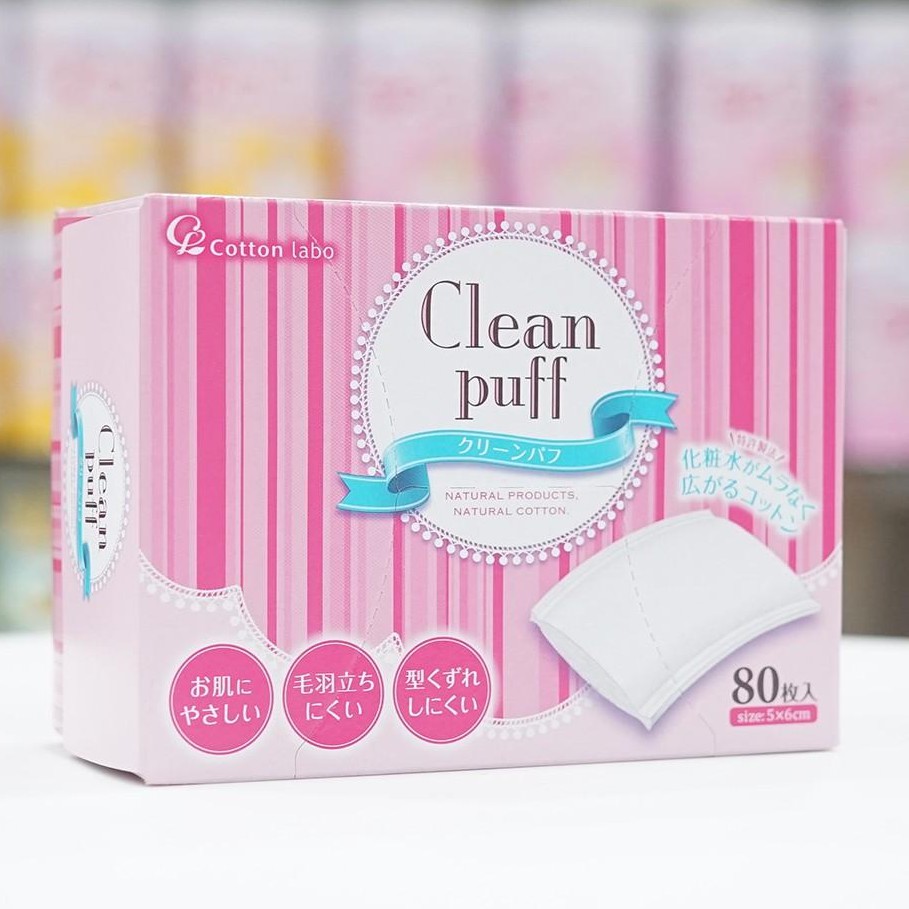 Bông Tẩy Trang Cotton Clean Puff Nhật Bản 80 Tờ | BigBuy360 - bigbuy360.vn