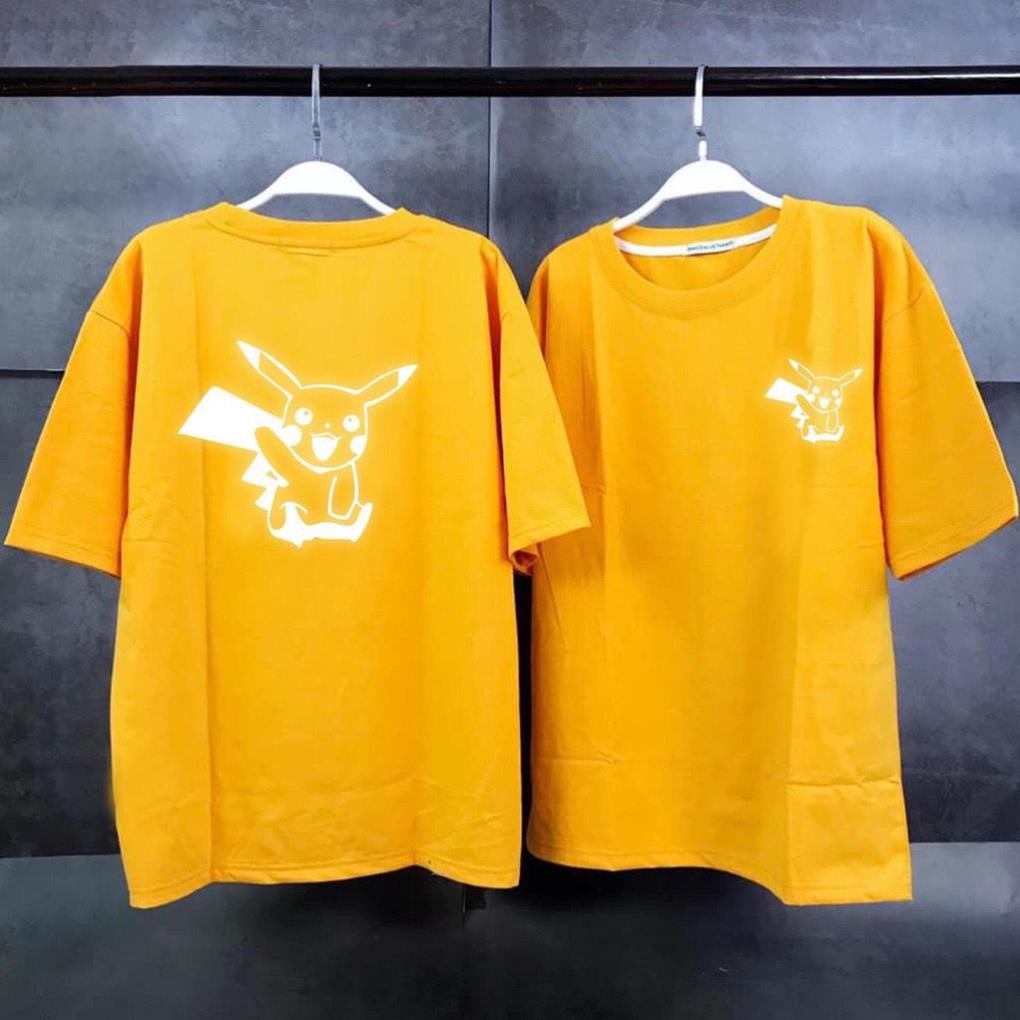 Áo Thun Phản Quang Pikachu form rộng unisex tay lỡ chất Cotton fresize PQ40