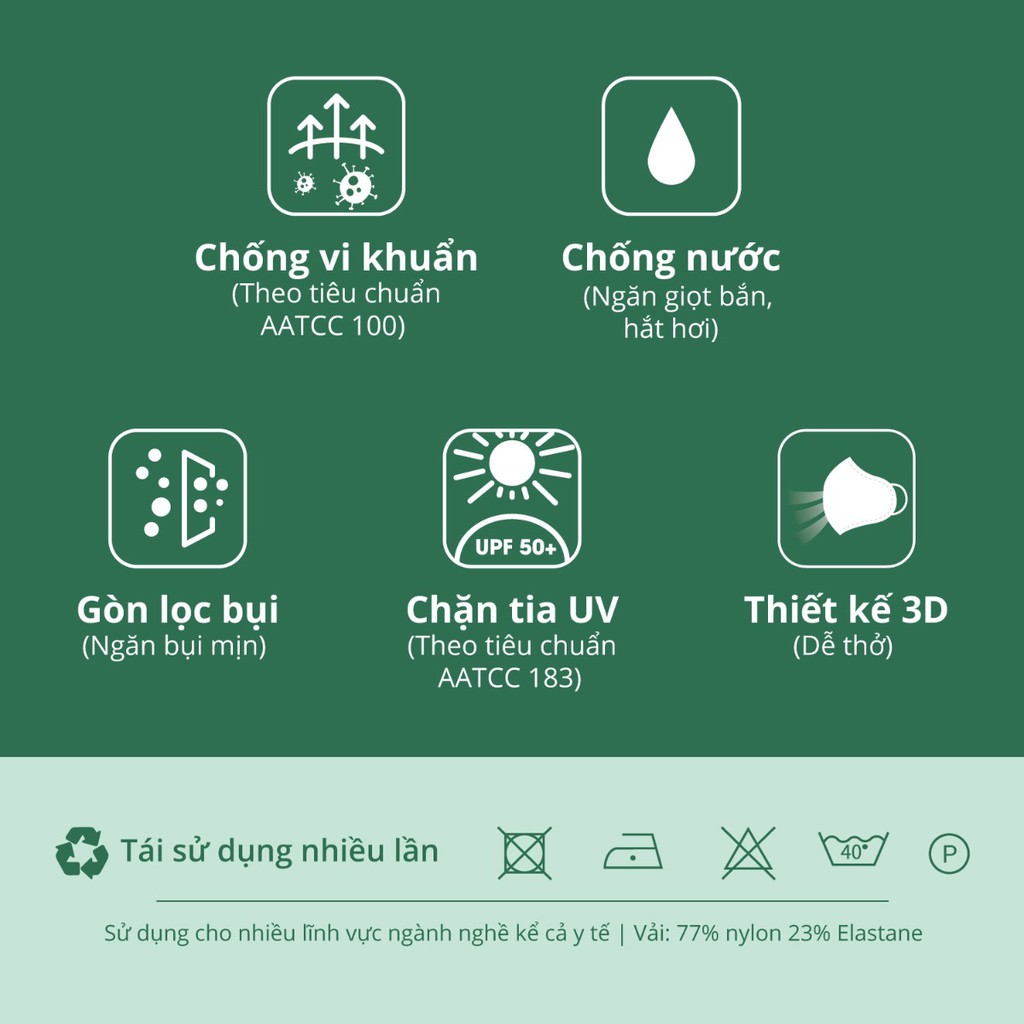 Khẩu Trang Vải Kháng Khuẩn Hasaki 3D Duo Nano Silver 4 Lớp Không Van