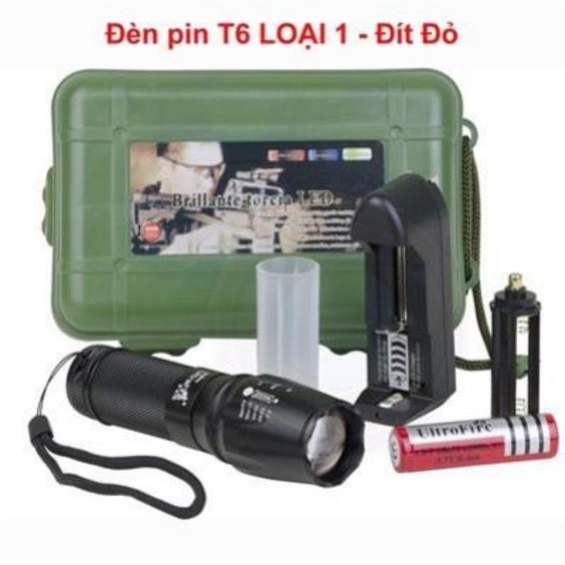 FreeShip ❤️Đèn pin siêu sáng Police XML-T6 ❤️Bộ sản phẩm gồm hộp + đèn pin mini + pin sạc