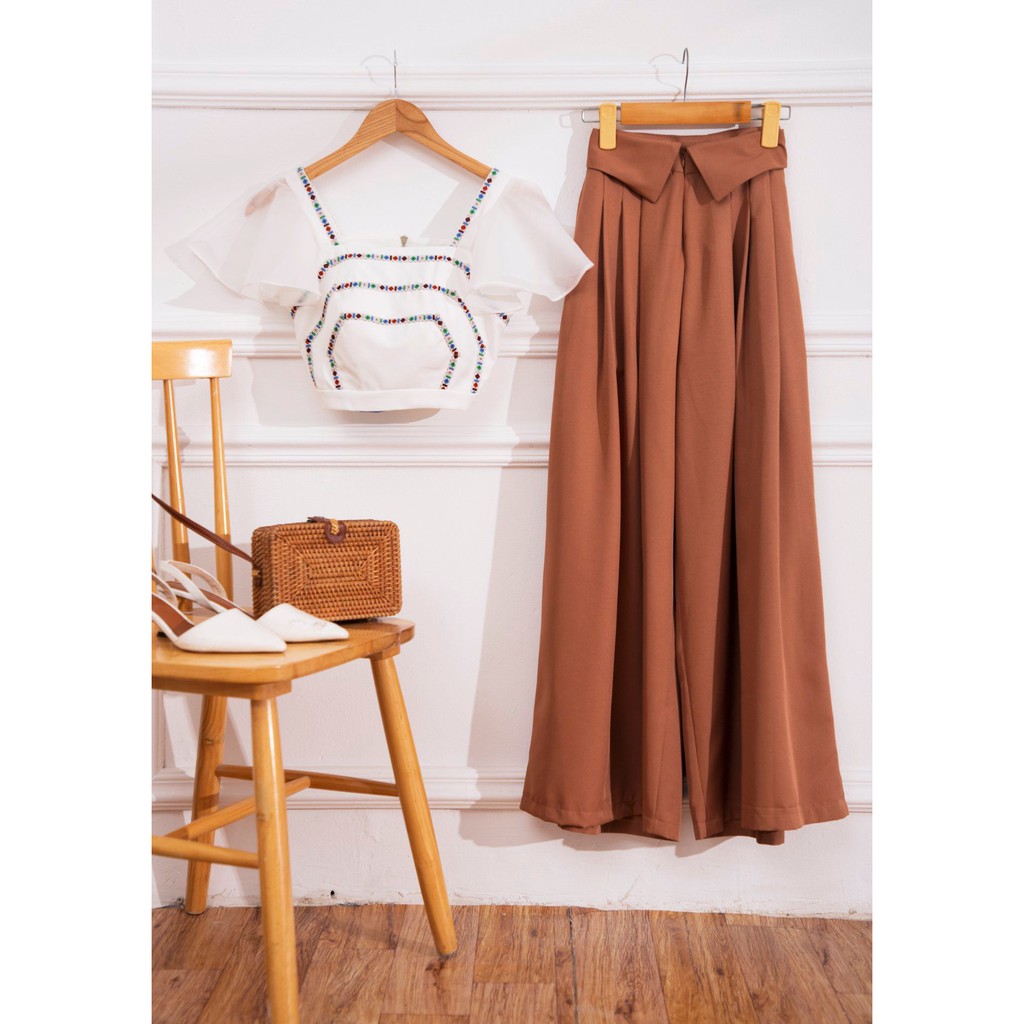 SÒ VINTAGE - GIN Quần ống rộng lưng lật cách điệu | BigBuy360 - bigbuy360.vn