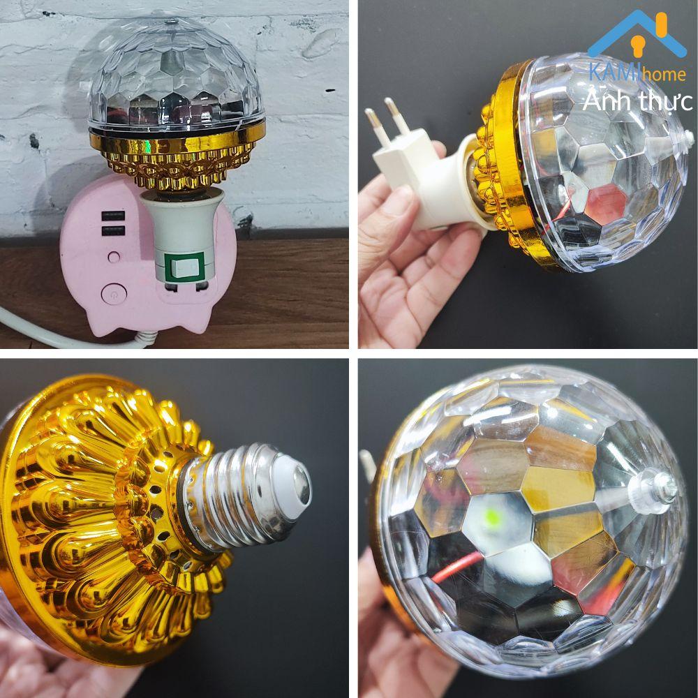 Đèn led trang trí phòng ngủ và tiệc nhiều màu sắc chuyển động hình Bóng đèn đui xoáy cắm điện KM 26015