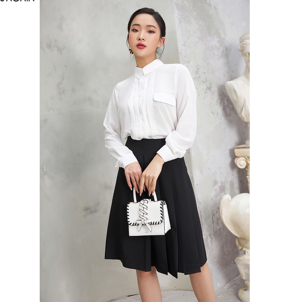 Áo sơ mi voan nữ công sở 92WEAR 3 MÀU, đủ size, cổ đức 2 túi ASA1571