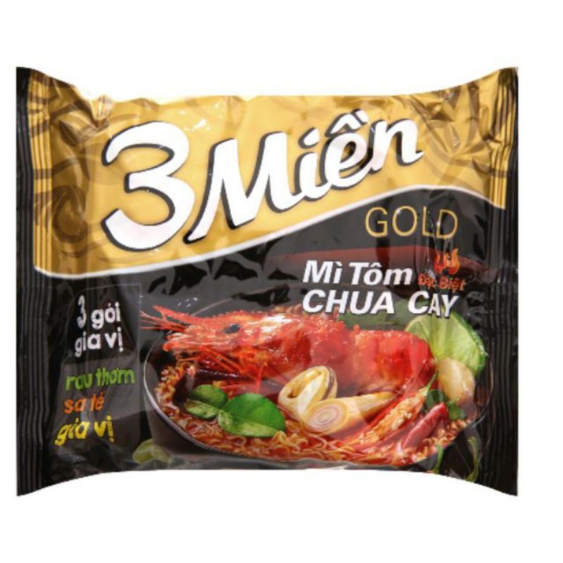 3 gói mì ba miền tôm chua cay/ bo ham gói 75g