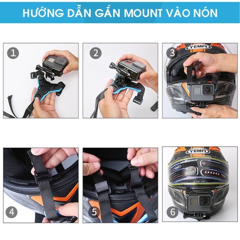 Mount Gắn Cằm Cho GoPro Telesin - Bộ Gắn Cằm Lên Mũ Fullface (hàng chính hãng) Kèm đế khóa J