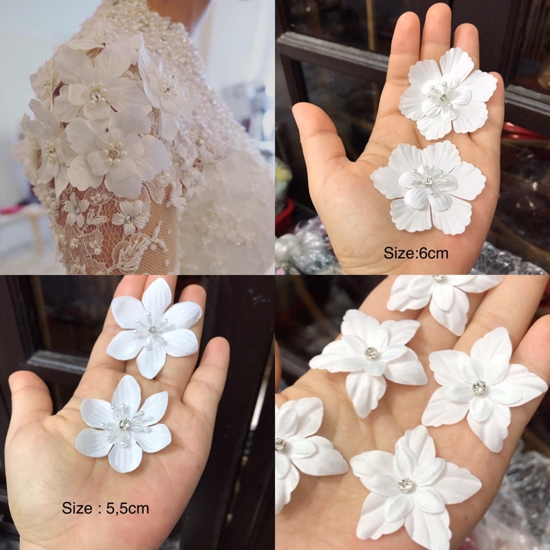 Hoa nhuỵ đá pha lê dùng đính áo váy cặp túi xách đều đẹp ( gói 10 bông )
