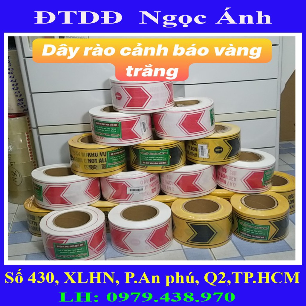 NaShop - Dây băng rào cảnh báo màu vàng, màu trắng, xây dựng, công trường, hàng tiện lợi