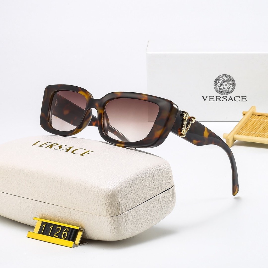 Versace 2021 Mới Thời trang Hàn Quốc Khung lớn Màu phim Kính râm Nam và Nữ Xu hướng Cặp đôi Đường phố Chụp Trăm Phù hợp Trang trí Thời trang Du lịch Kỳ nghỉ Chống tia cực tím Kính râm đi biển